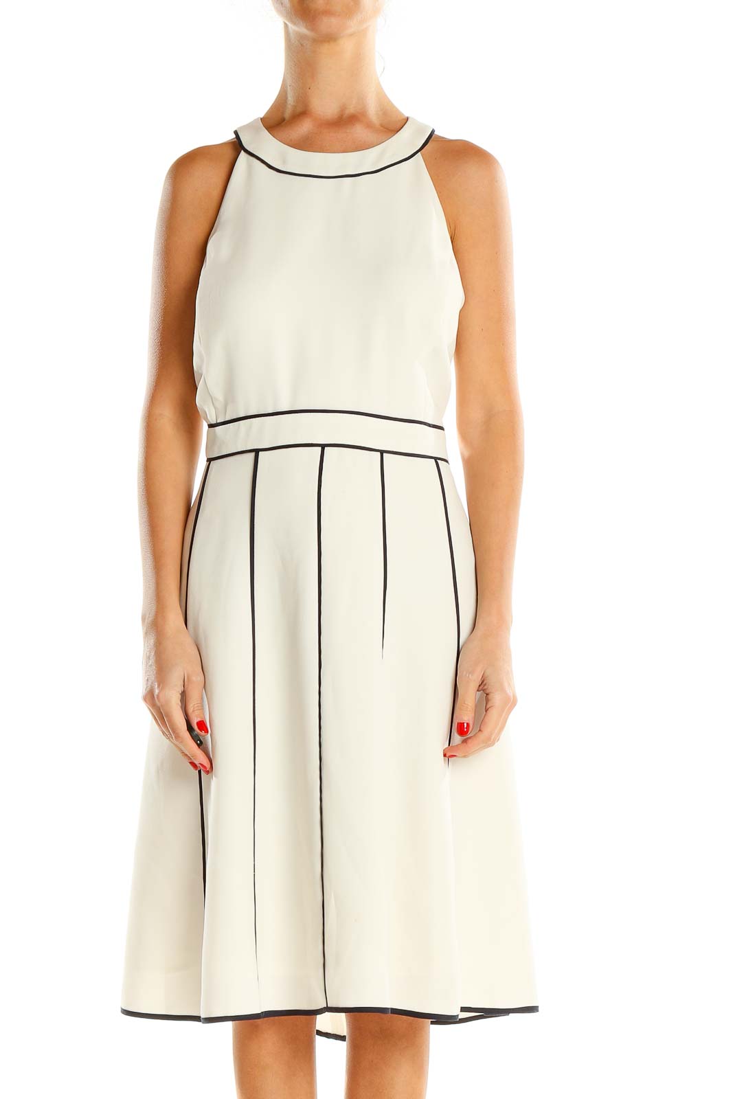 White Shift Dress With Black Lining Front