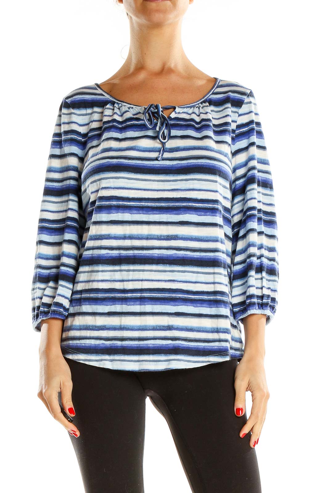 Blue White Striped All Day Wear Top Front