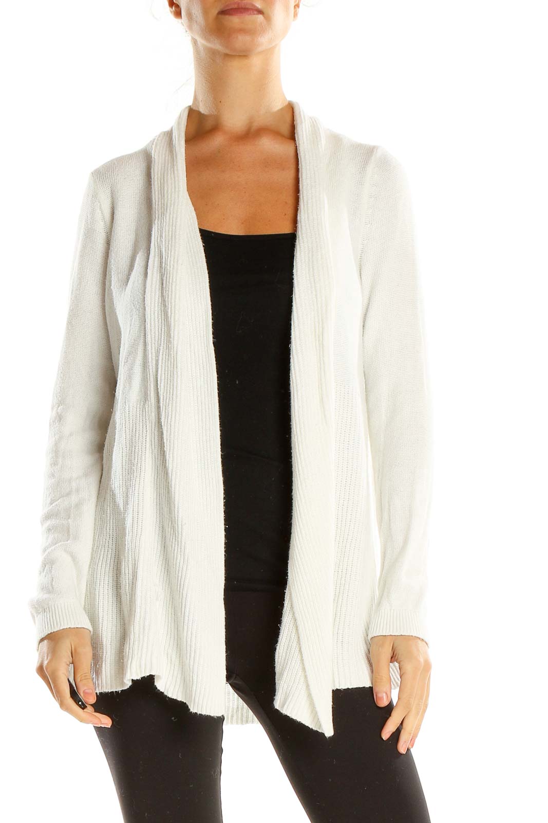 White Cardigan Front