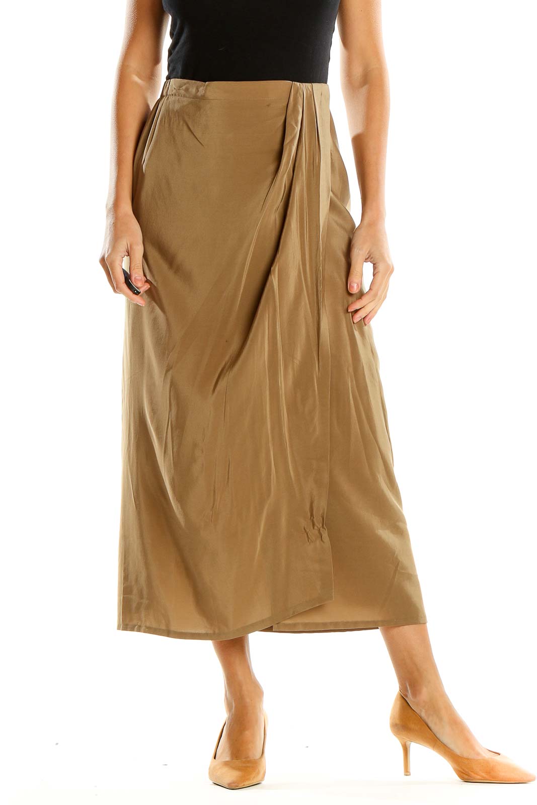 Brown Classic Midi Skirt Front