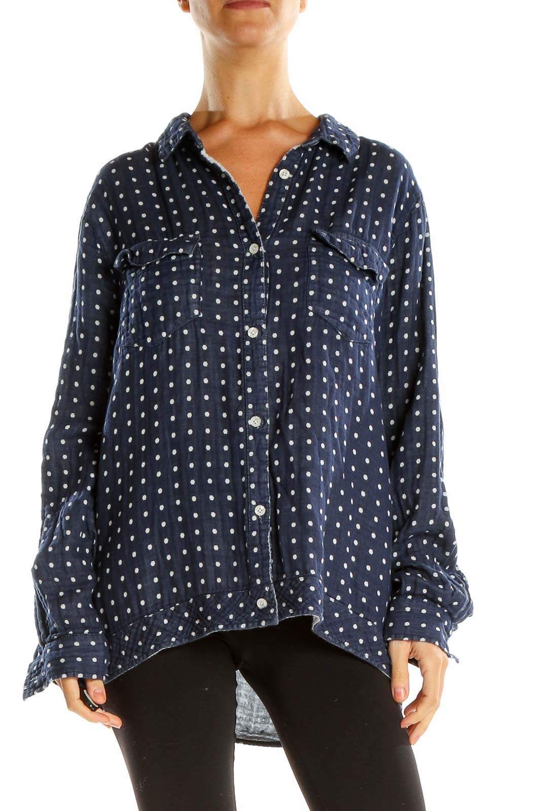 Blue Polka Dot Chic Top Front