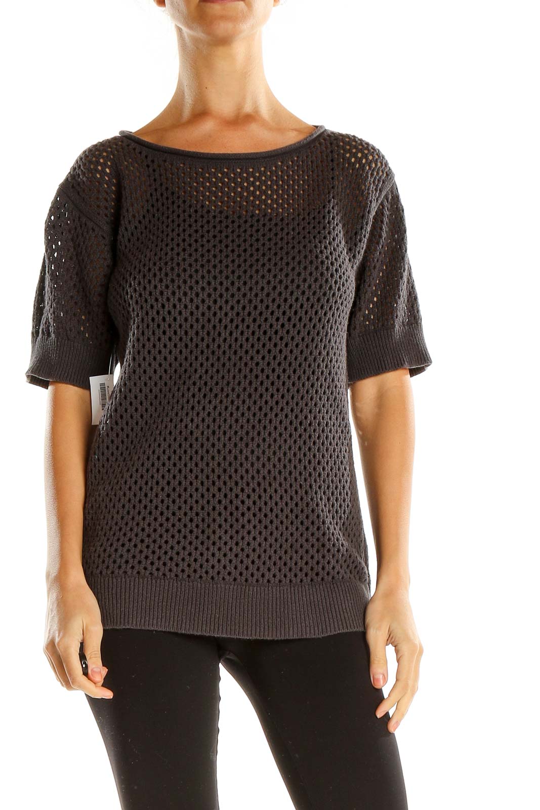 Brown Mesh All Day Wear Sweater Top Front