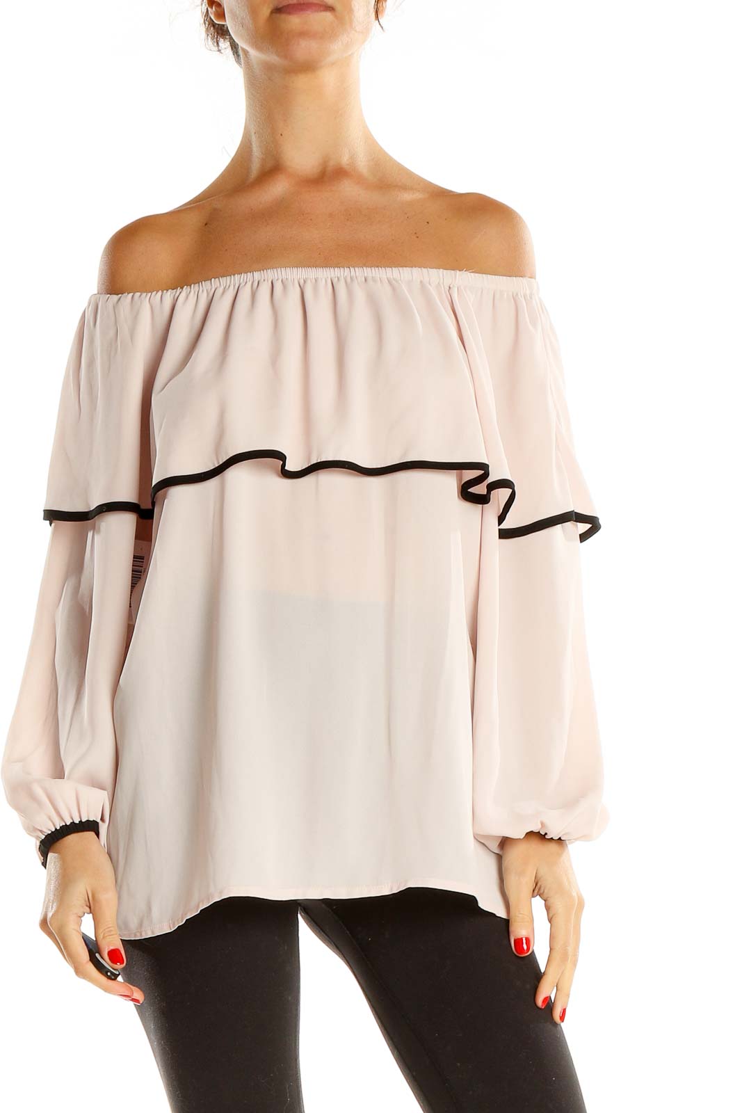 Pink Off The Shoulder Holiday Blouse Front