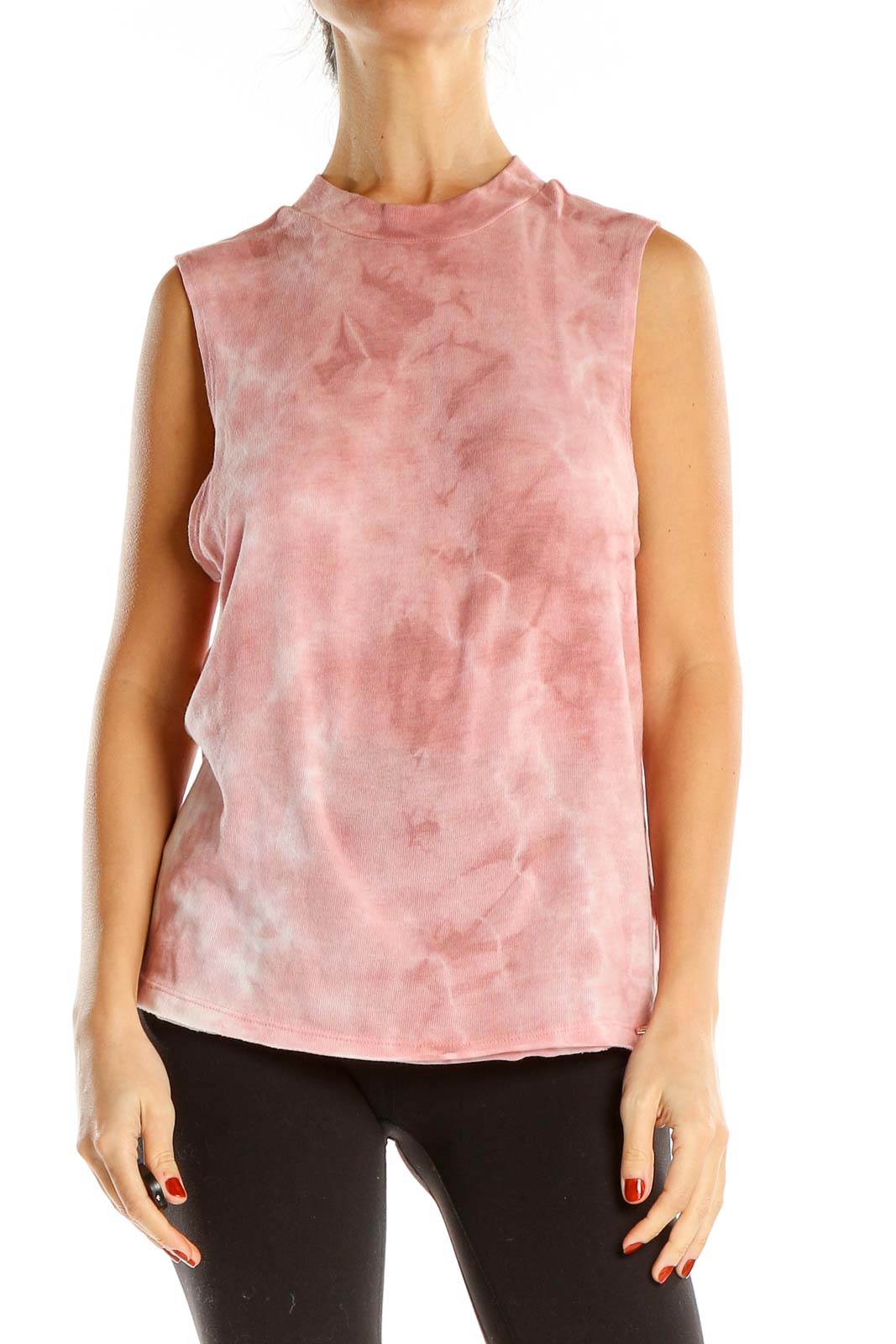 Pink Tie And Dye Casual Tank Top Front