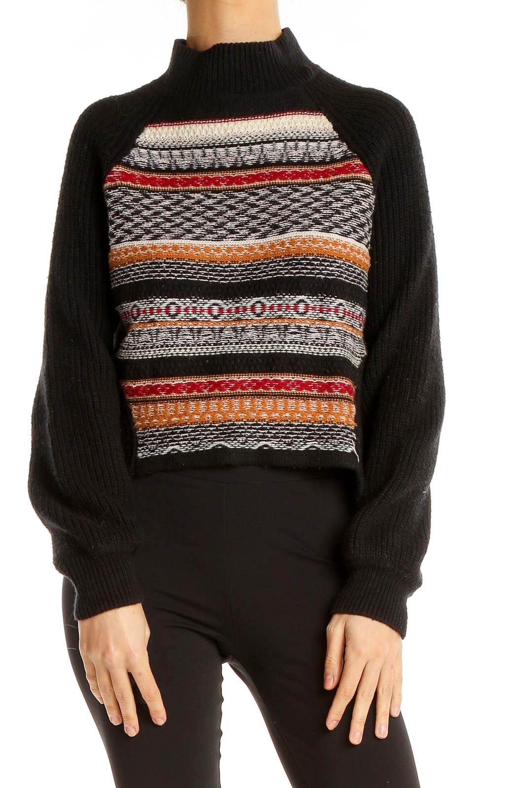 Black Embroidered All Day Wear Sweater Front
