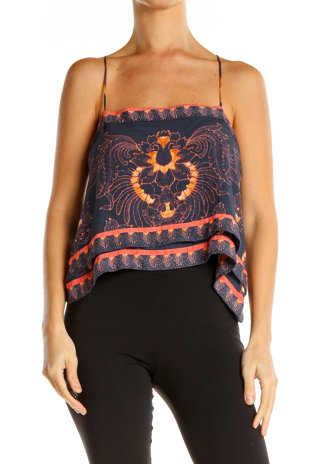 Navy Floral Paisley Cropped Camisole Front