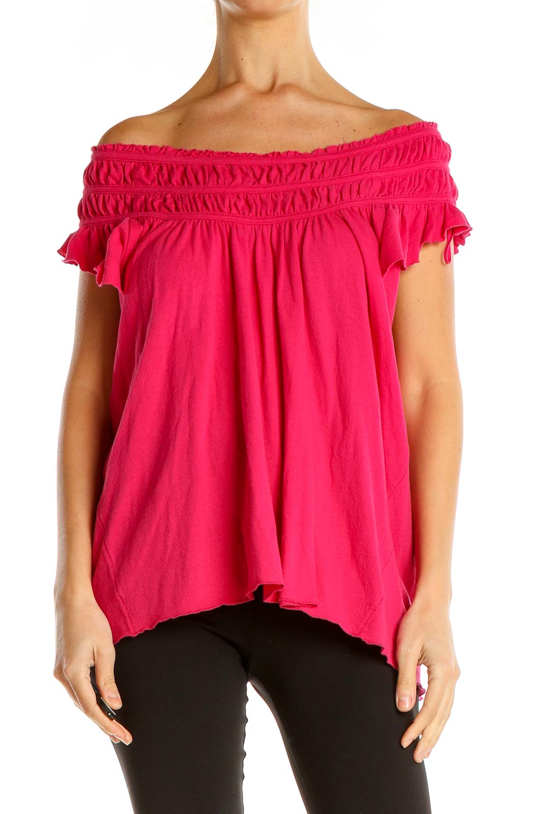 Pink Off The Shoulder Holiday Top Front