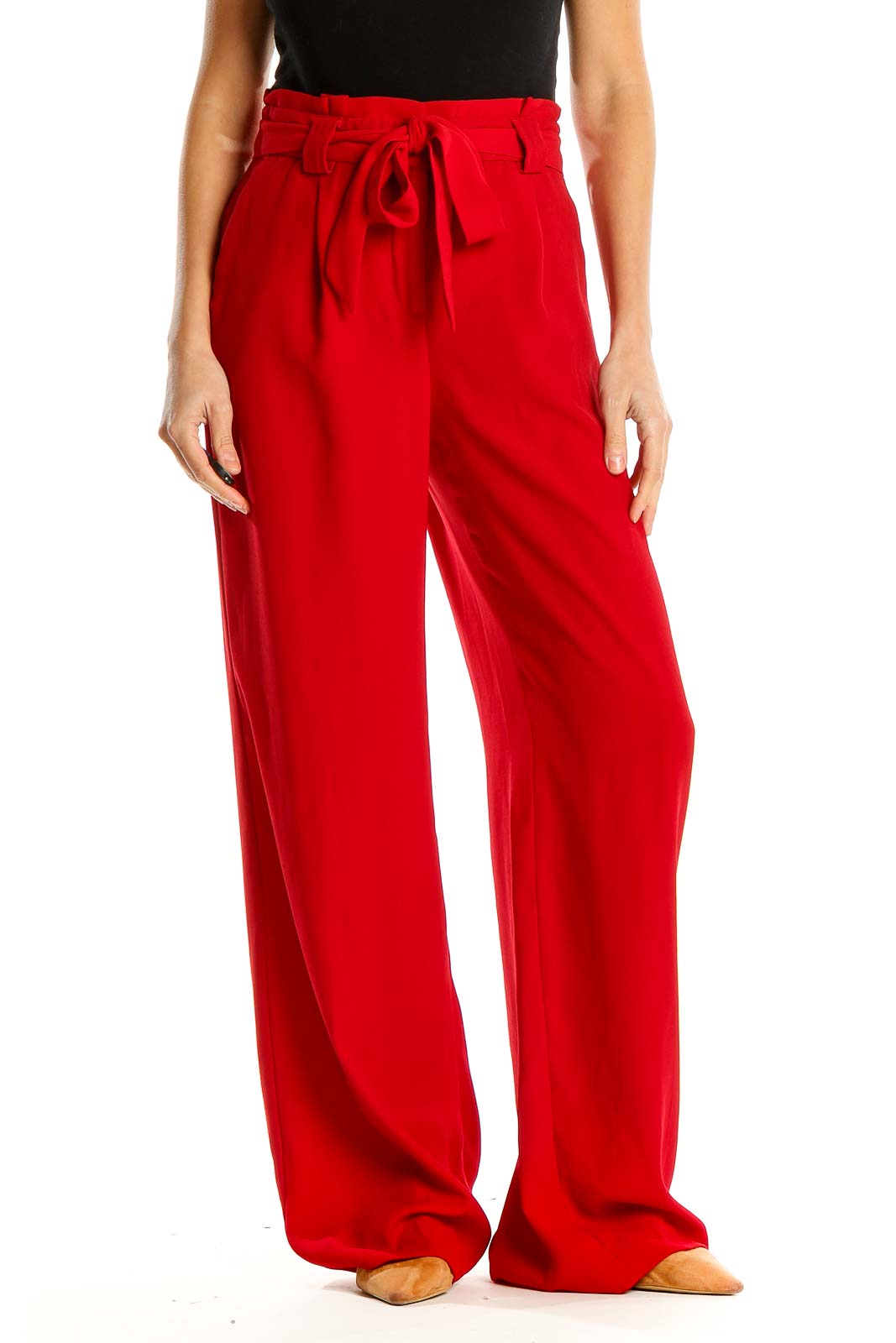 Red Casual Wide Leg Pants Front