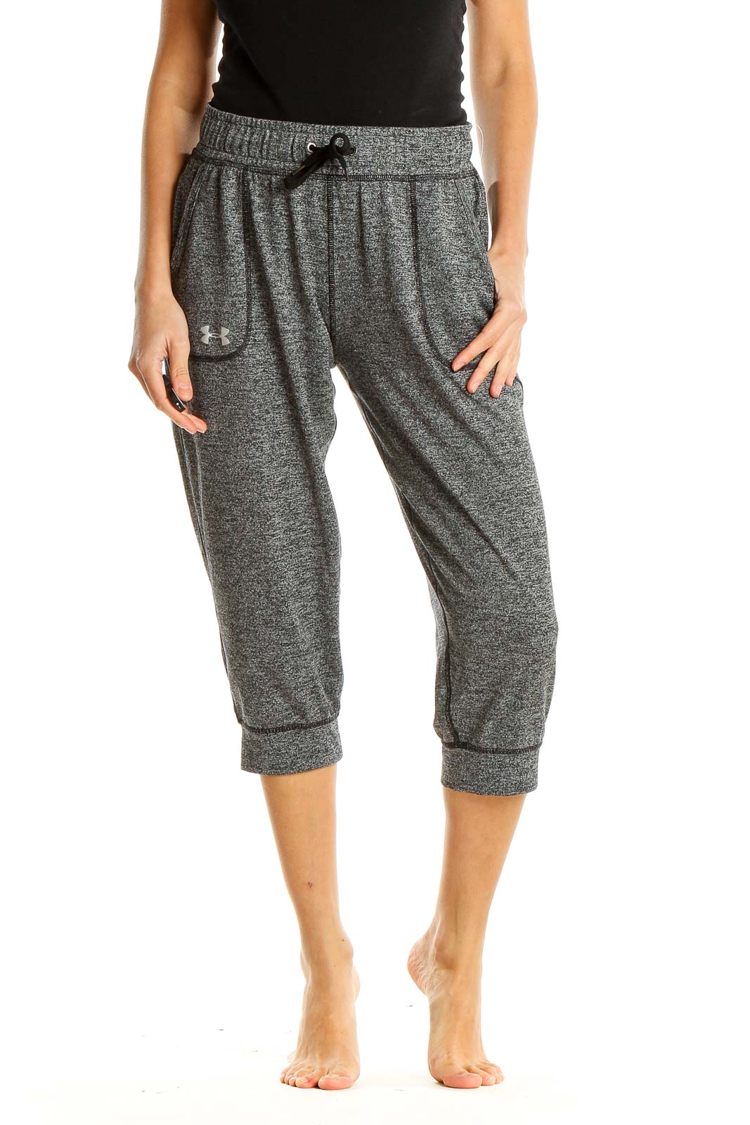 Gray Cropped Casual Sweatpants Front