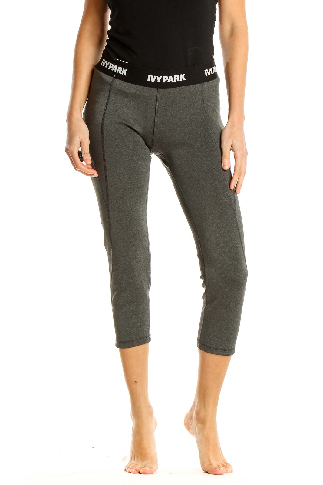 Gray Cropped Activewear Leggings Front