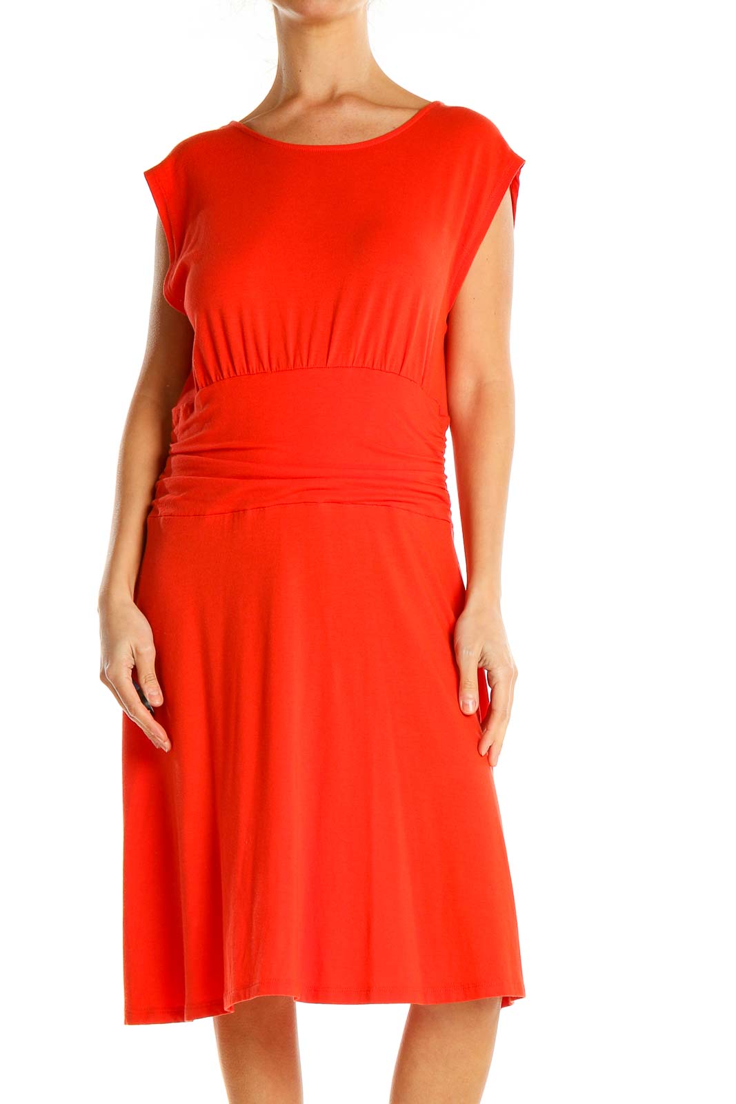 Red Classic Sheath Dress Front