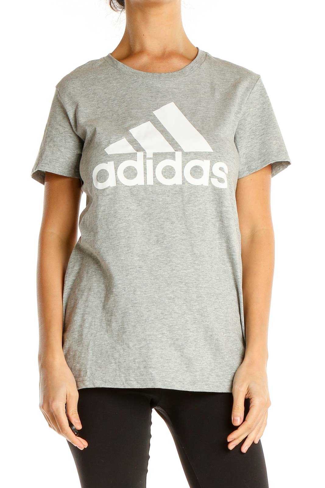Gray Graphic Print Casual T-Shirt Front