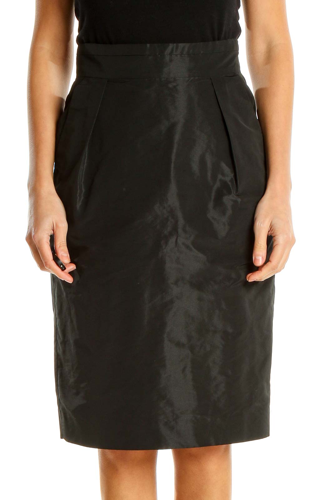 Black Classic Pencil Skirt Front