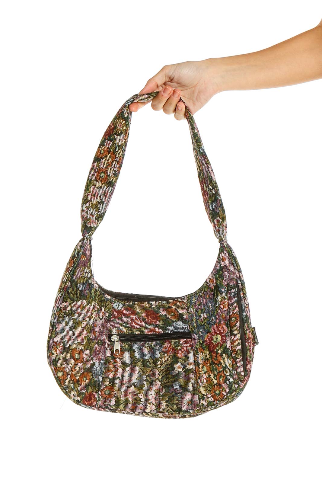Multicolor Retro Floral Print Bag Front