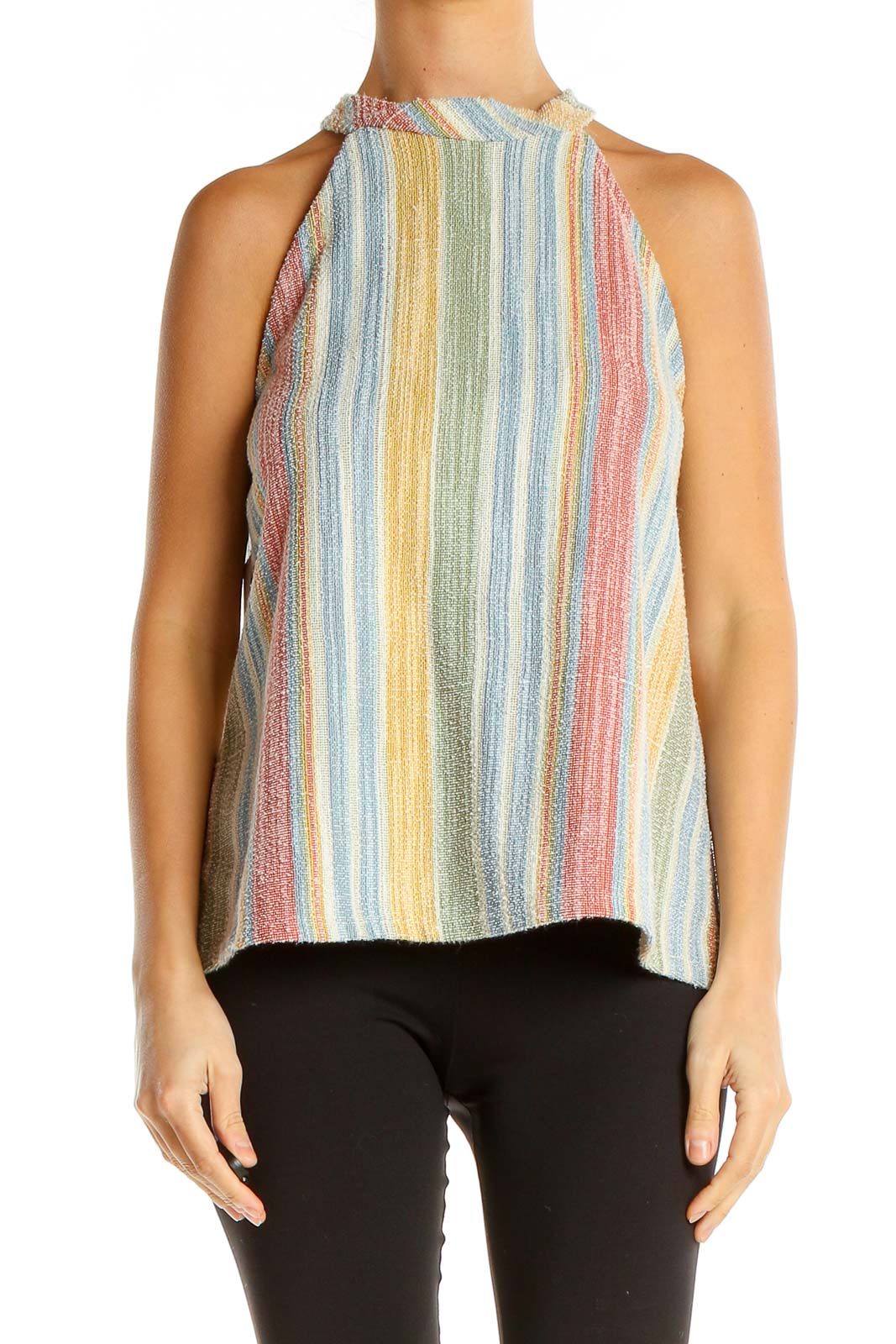 Multicolor Striped All Day Wear Tank Top Front