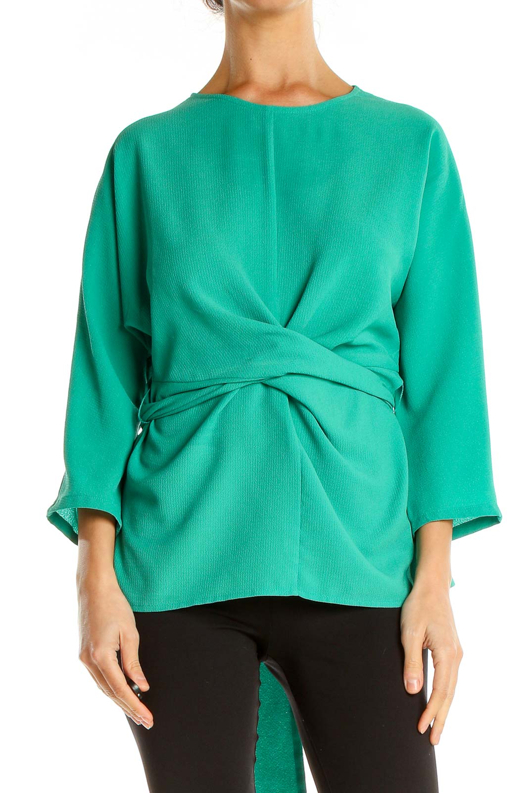 Green Chic Wrap Top Front