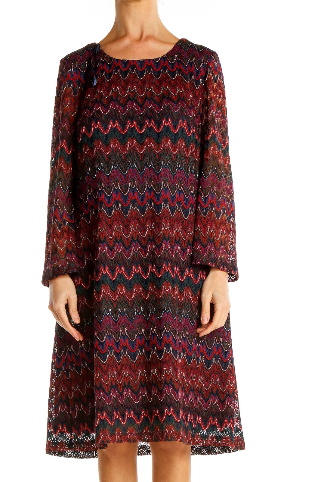 Multicolor Embroidered Bohemian A-Line Dress Front