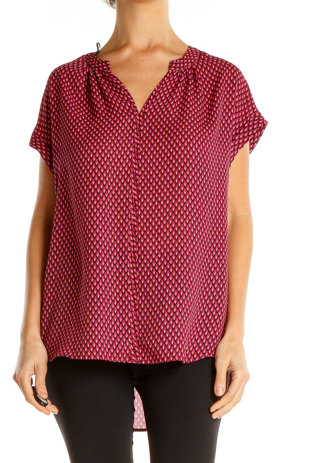 Red Printed Top Front