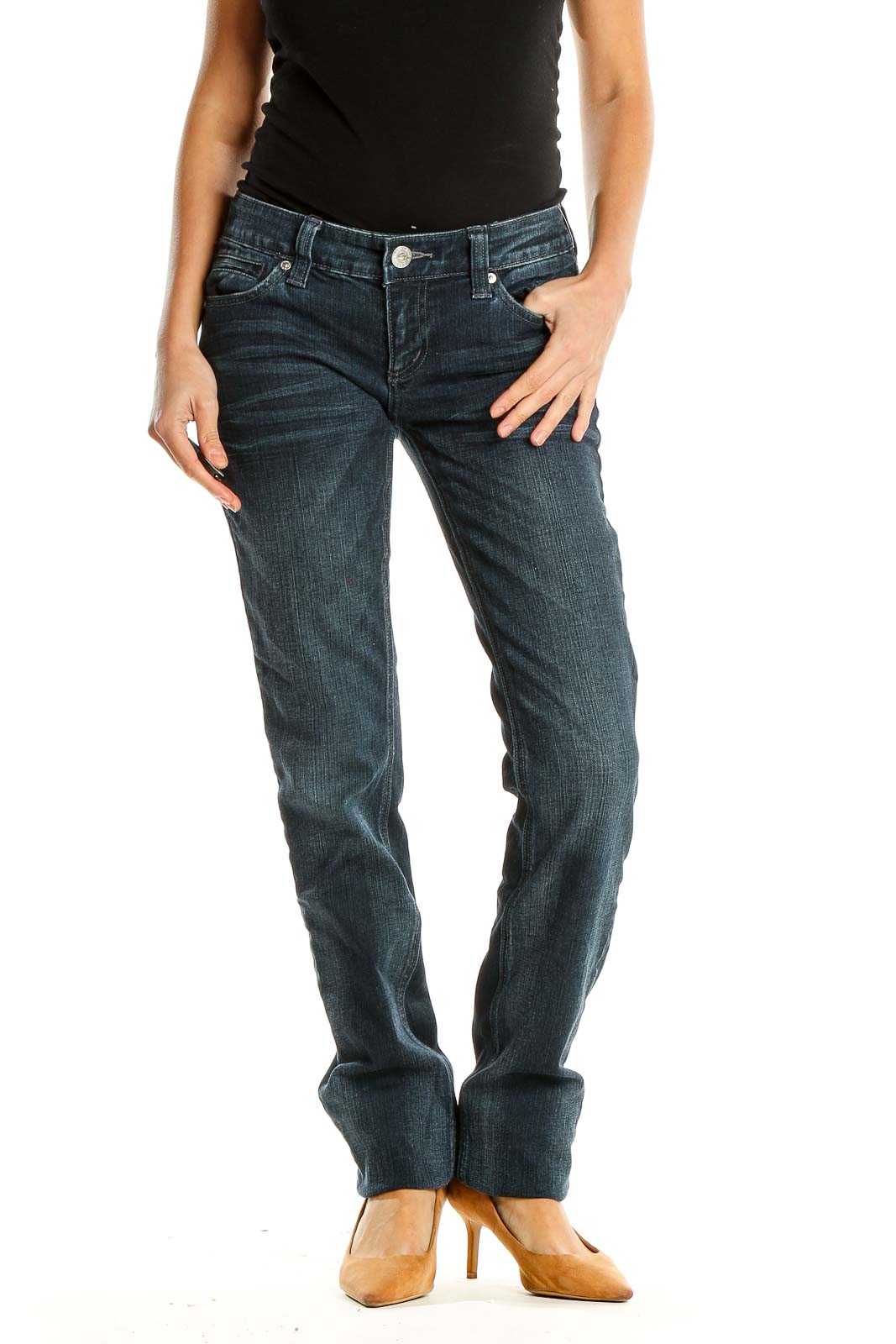 Blue Lowrise Jeans Front