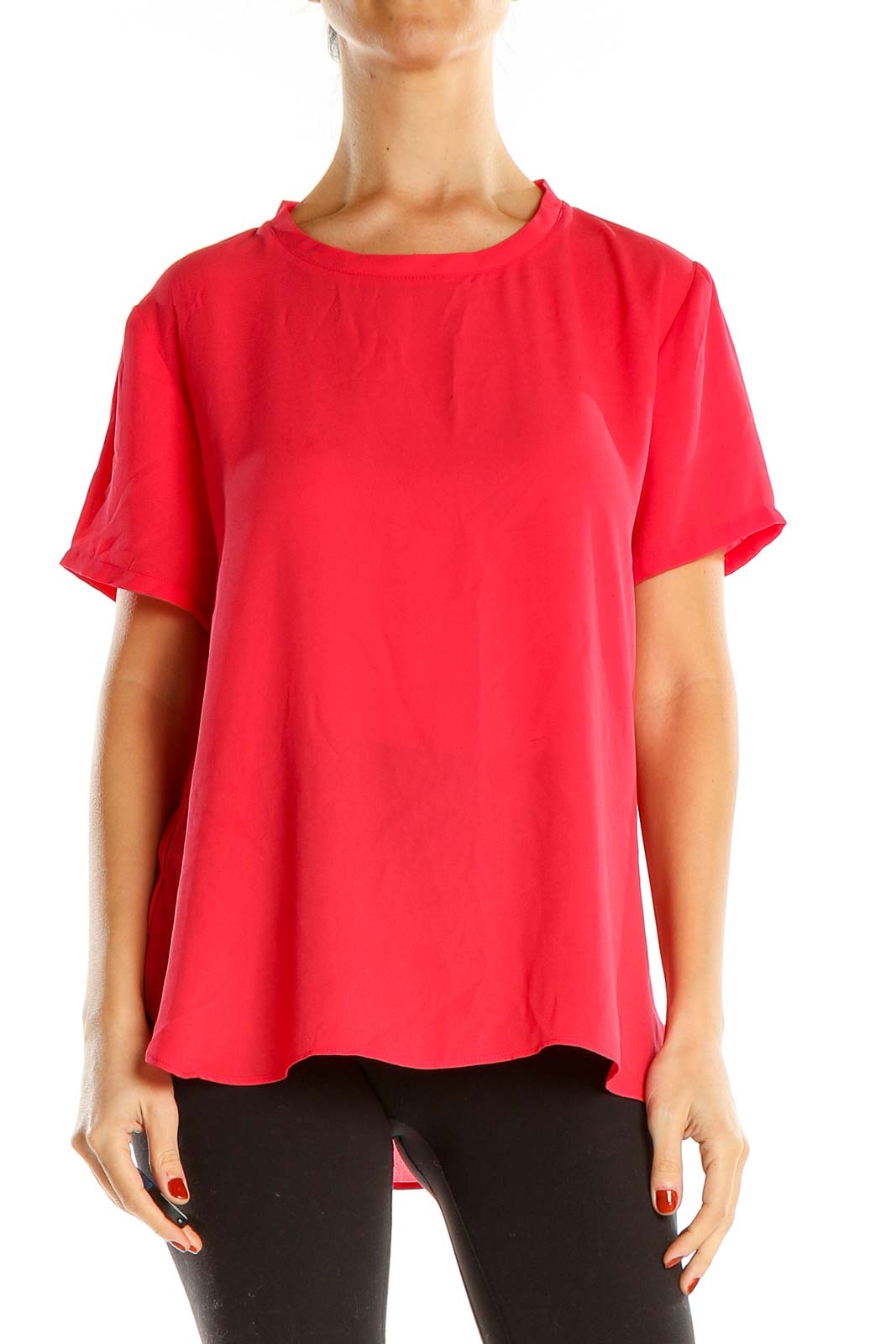 Red Casual Blouse Front