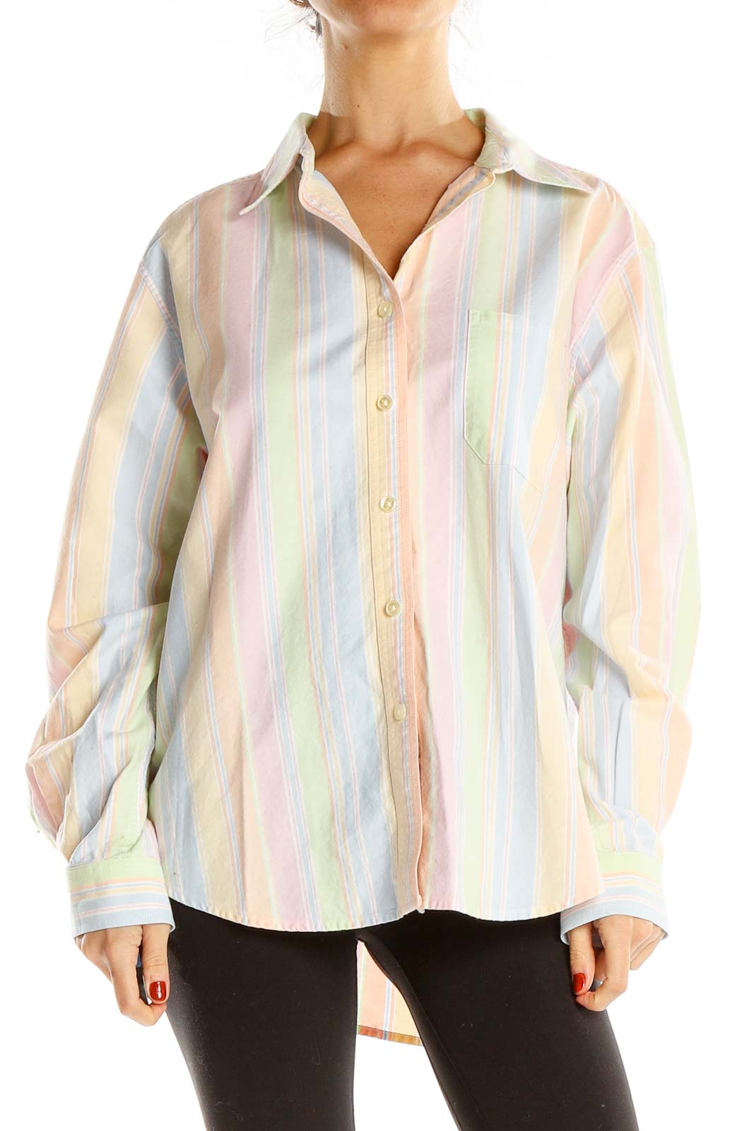 Multicolor Pastel Striped Work Top Front