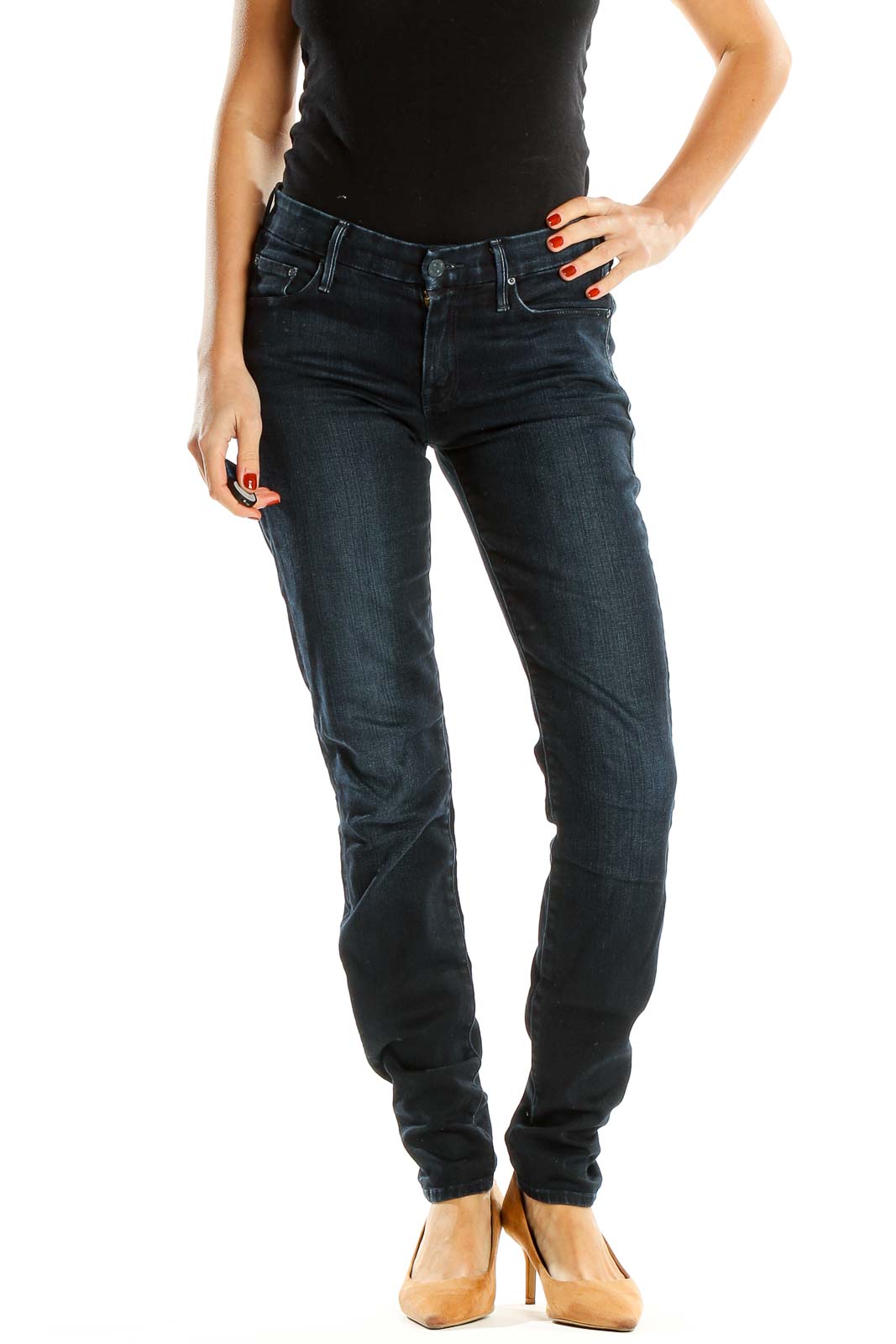 Blue Low Rise Skinny Jeans Front