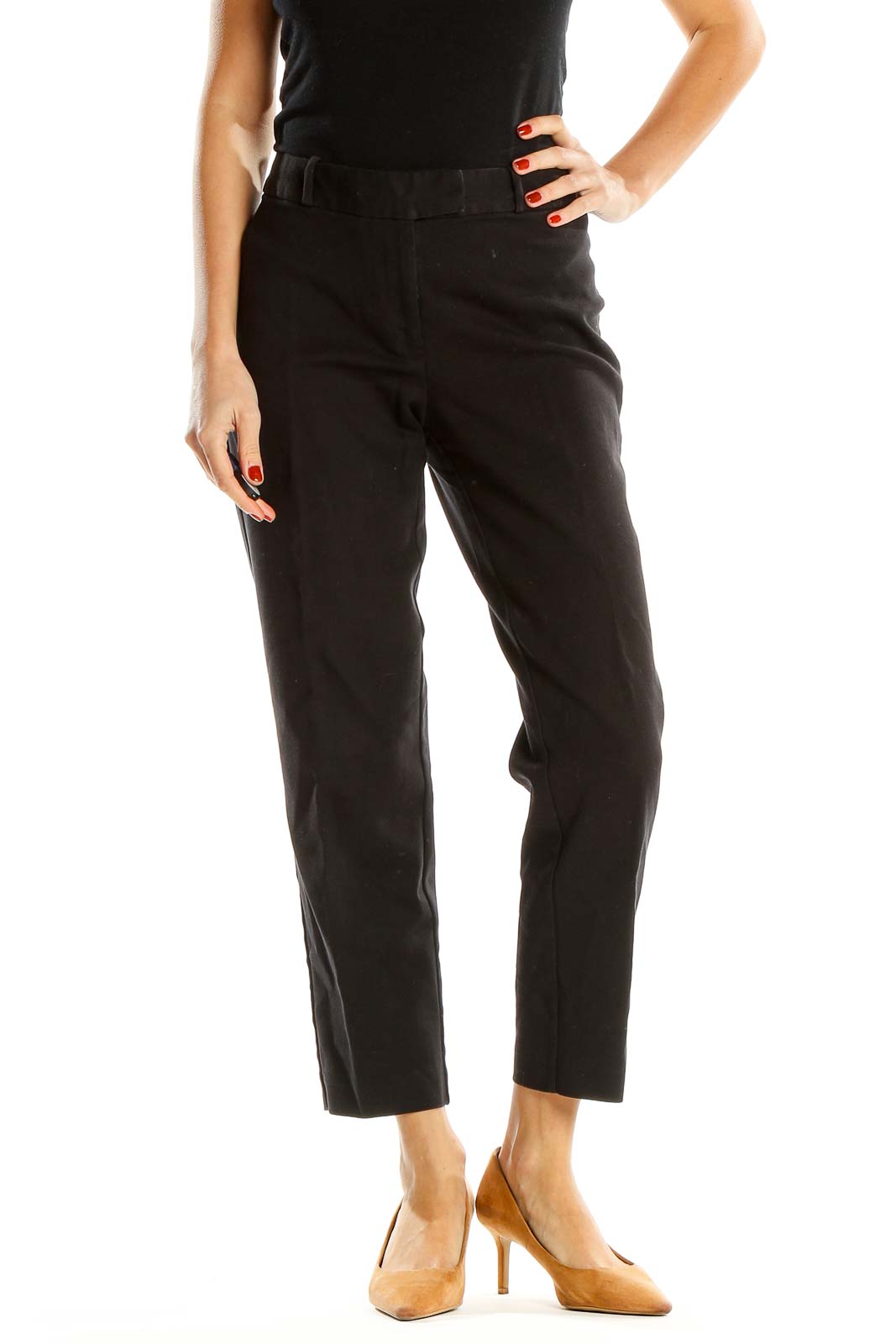 Black Classic Cropped Trousers Front