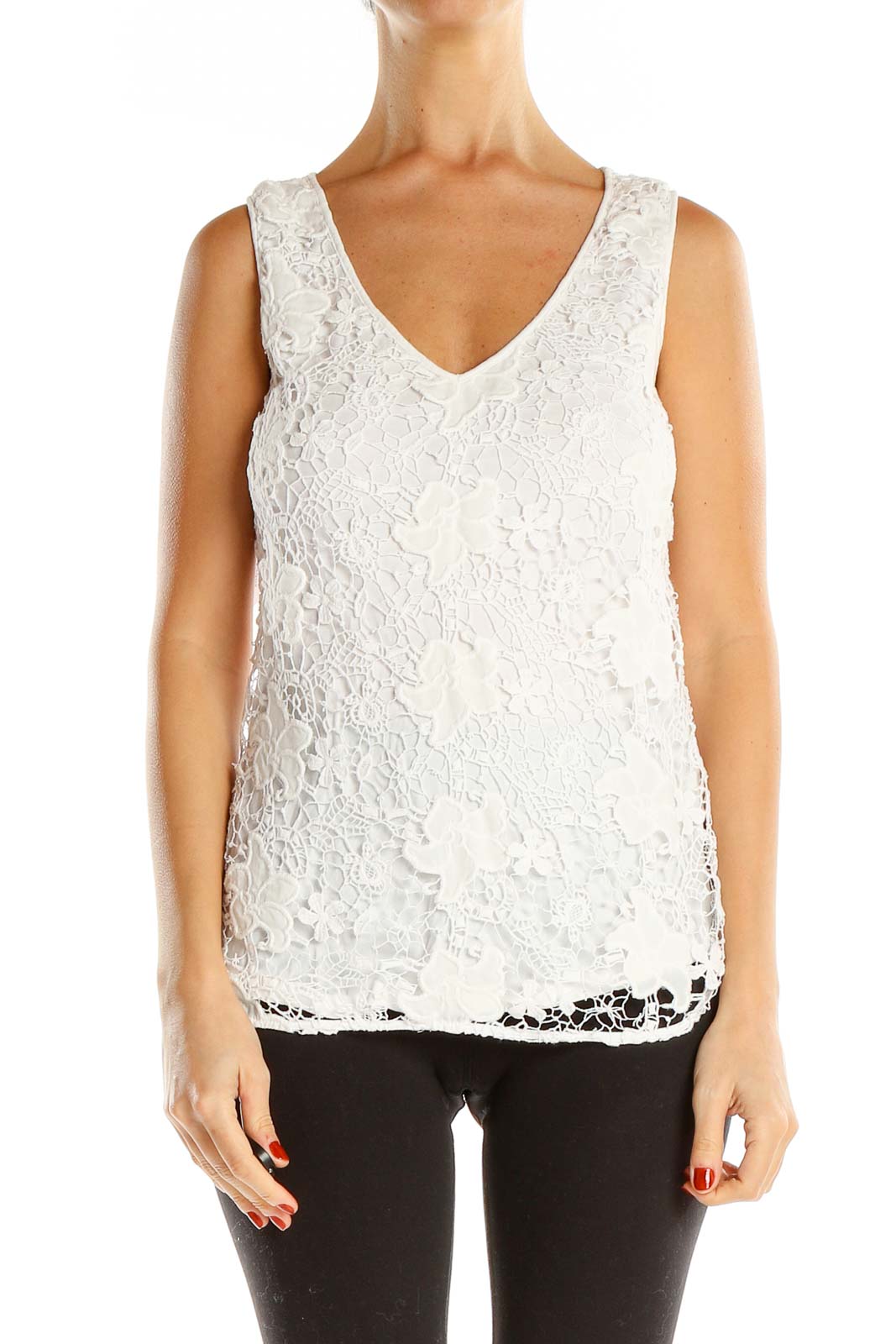 White Lace Tank Top Front