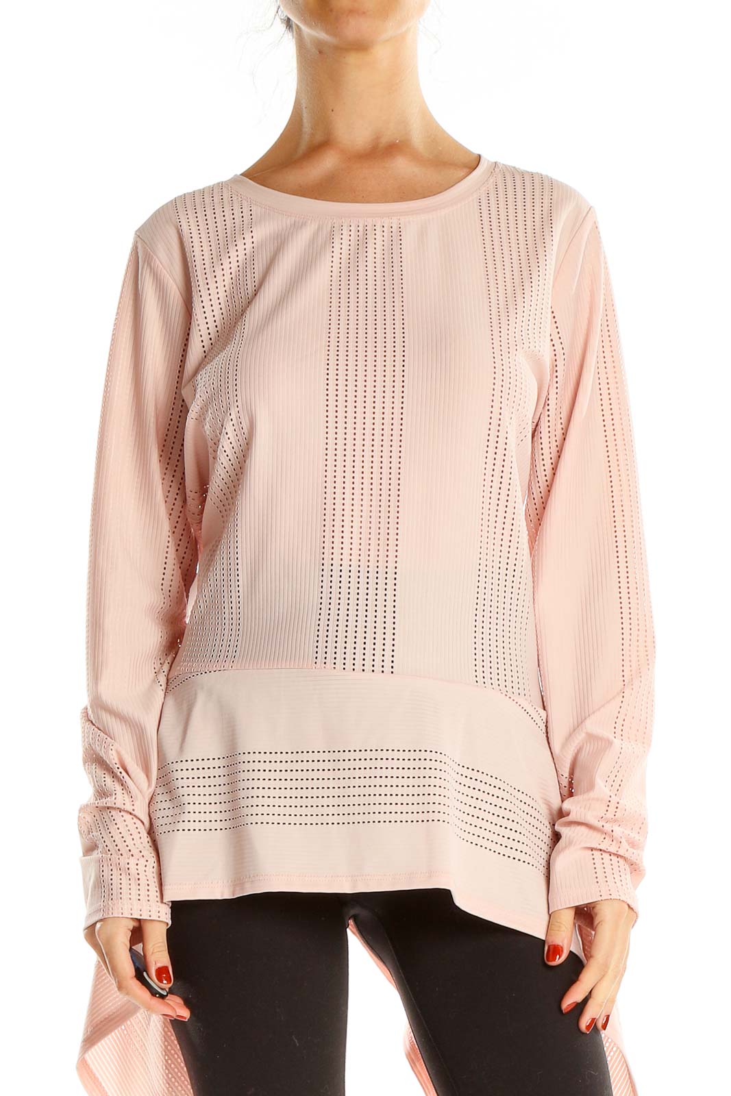 Pink Textured Chic Blouse Front