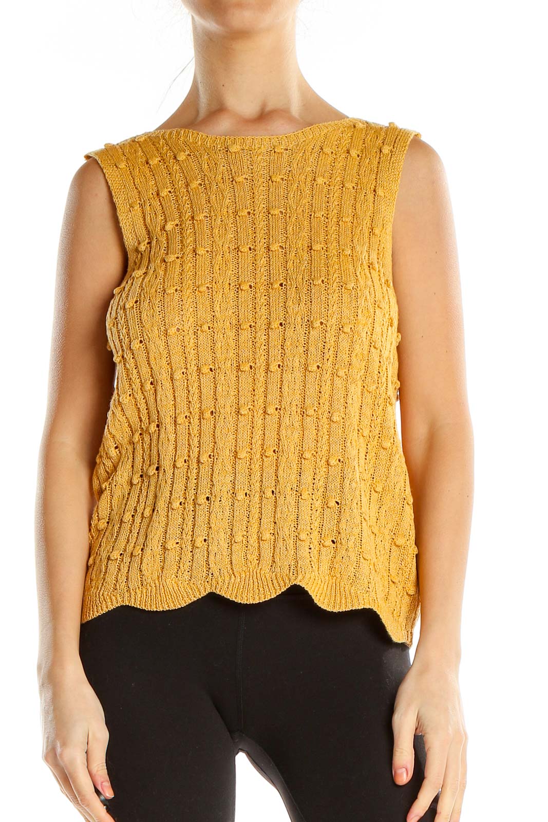 Yellow Knit All Day Wear Sweater Top Front