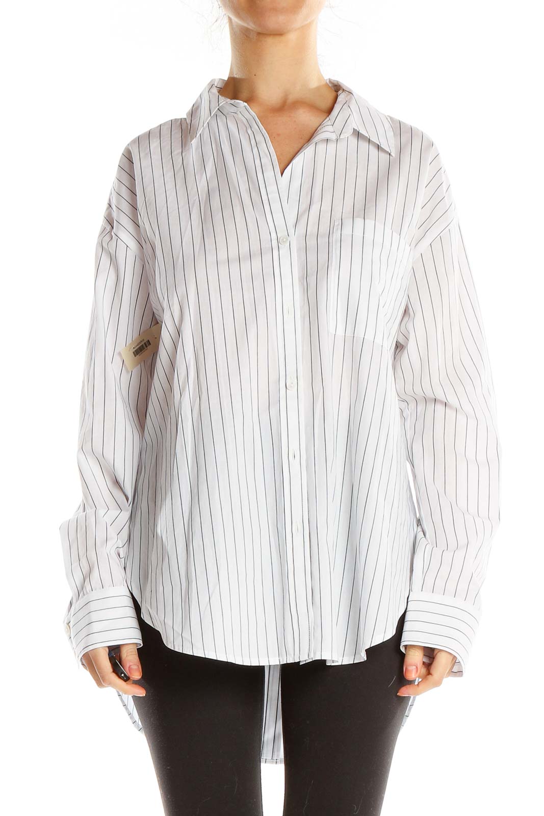 White Pinstripe Classic Shirt Front
