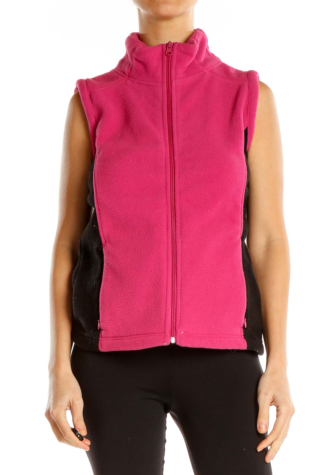 Pink Black Colorblock Vest Front