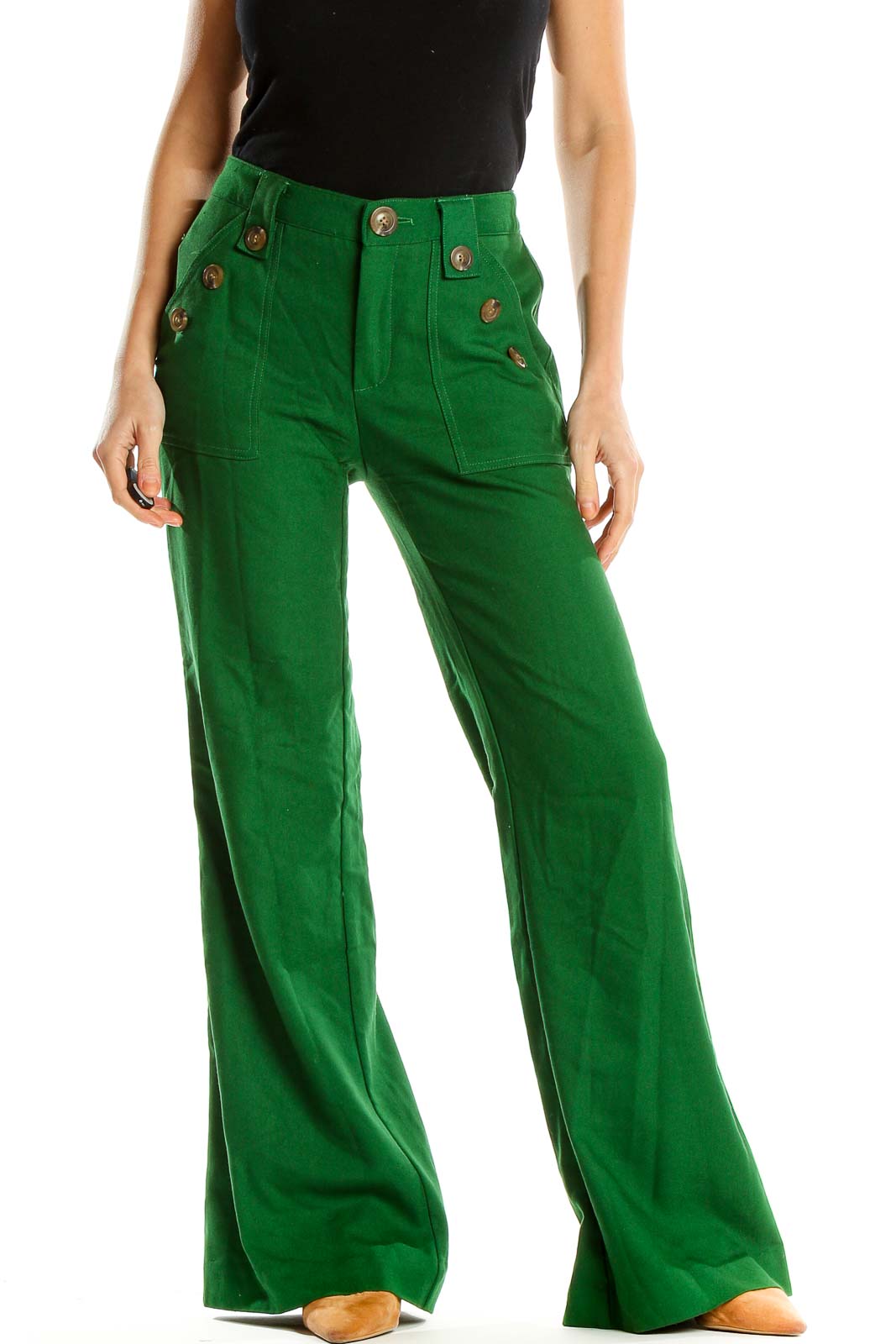 Green Party Wide Leg Trousers Front