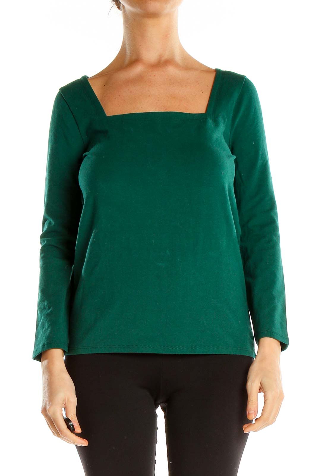 Green Square Neck All Day Wear Top Front