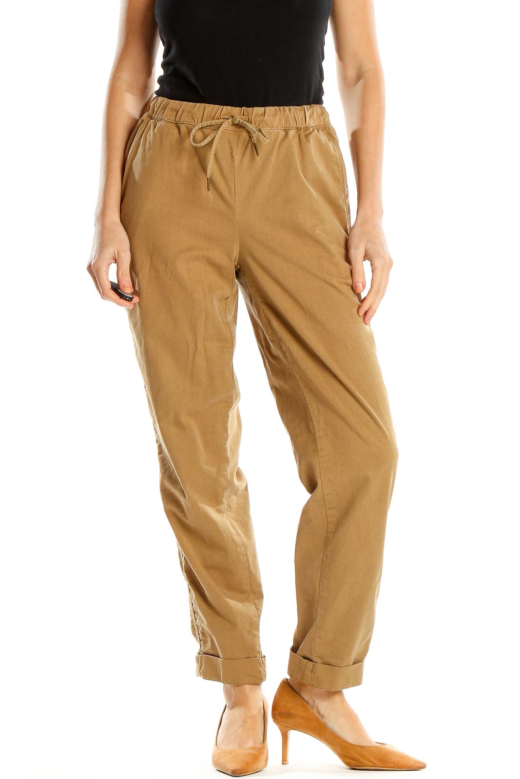 Brown Draw String All Day Wear Cargo Pants Front