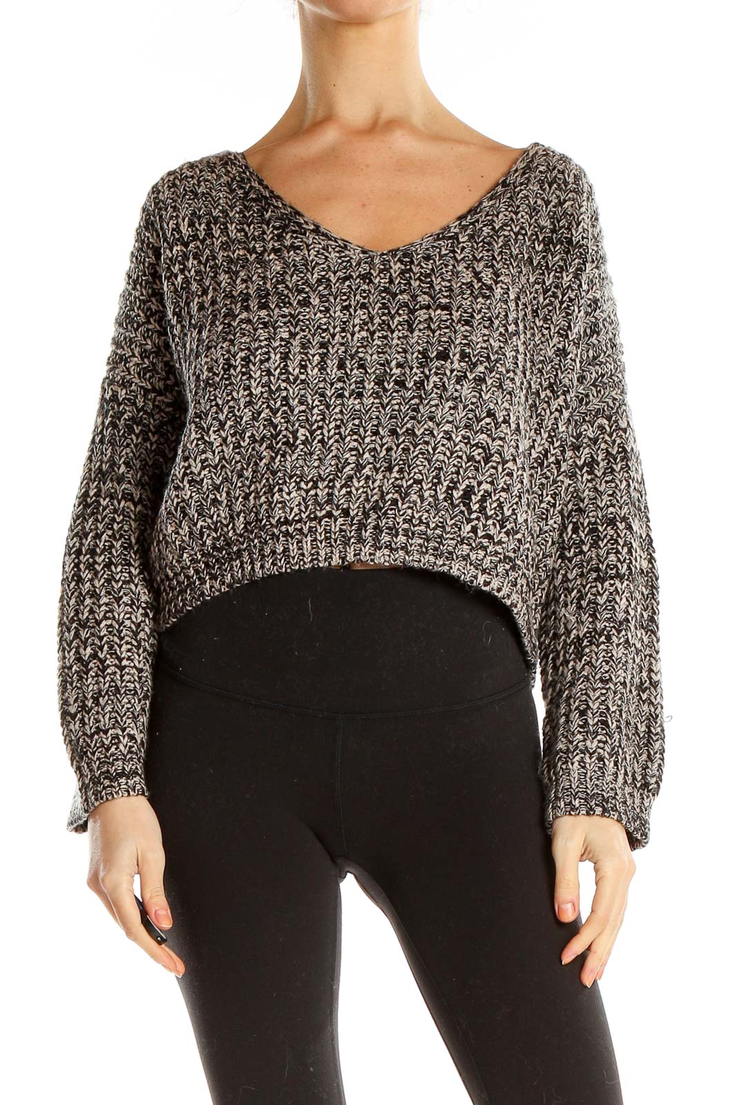 Gray All Day Wear Cropped Sweater Front