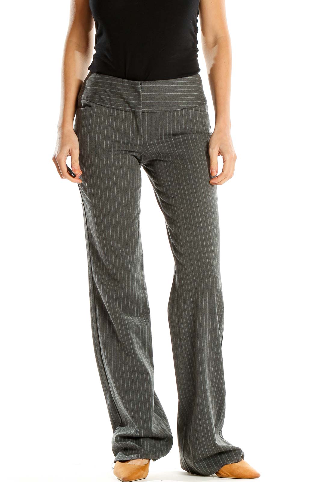 Gray Pin Stripe All Day Wear Trousers Front