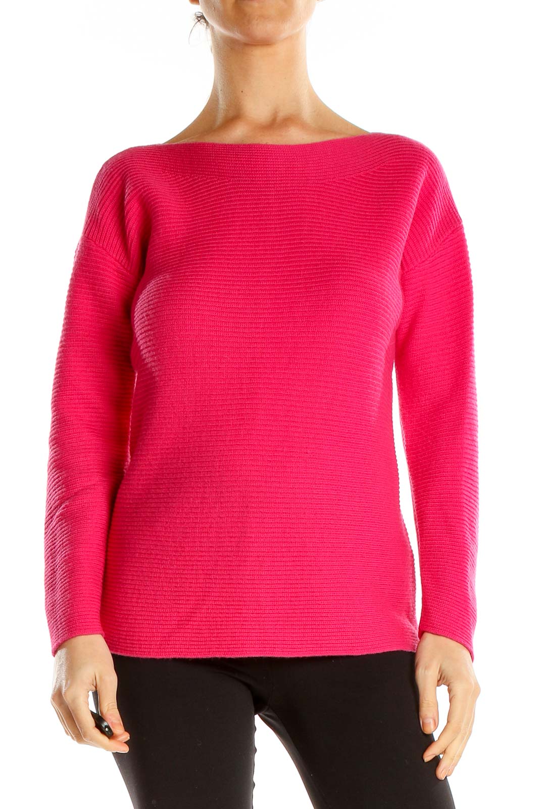 Pink Boatneck Classic Sweater Front