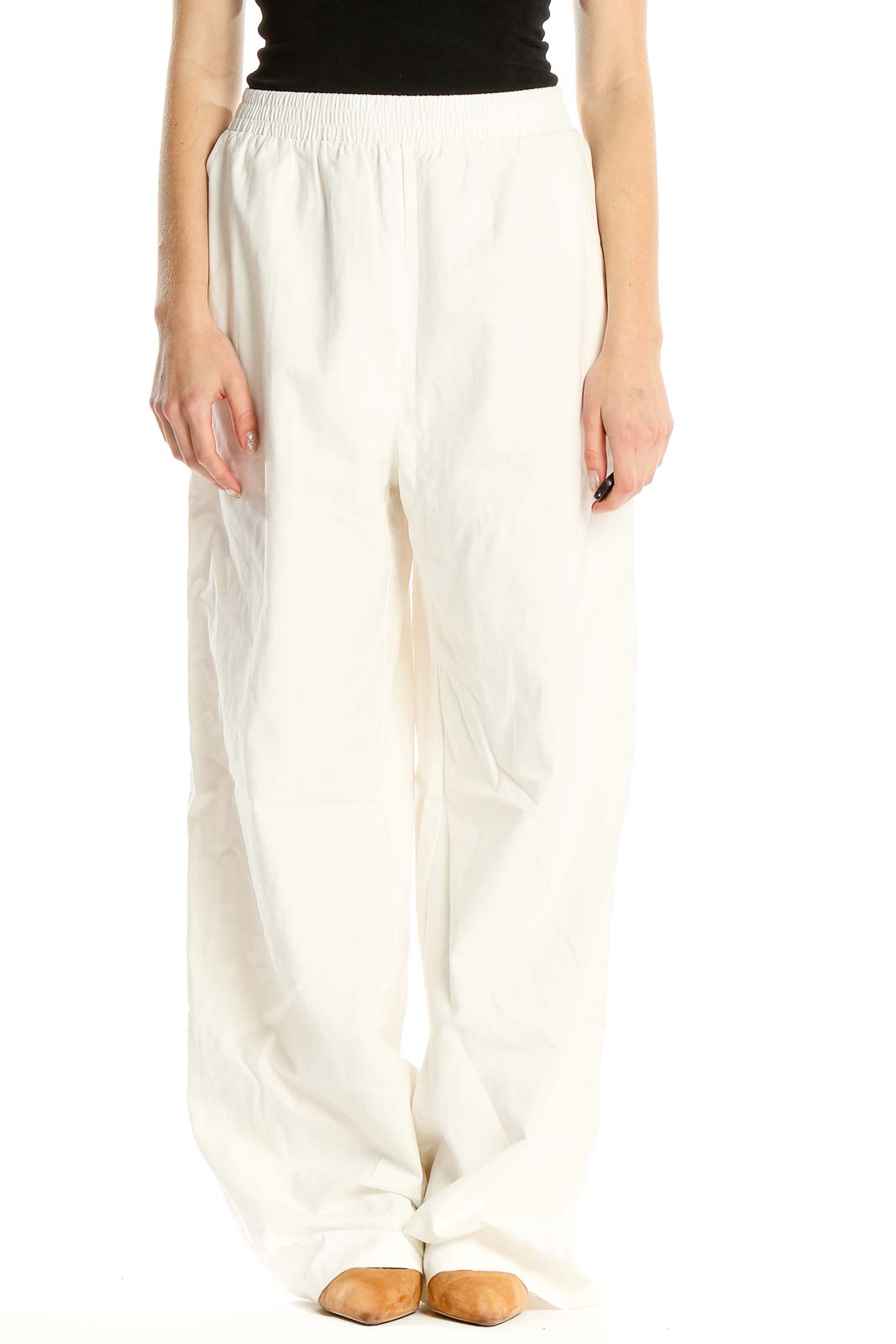 White All Day Wear Pants Front