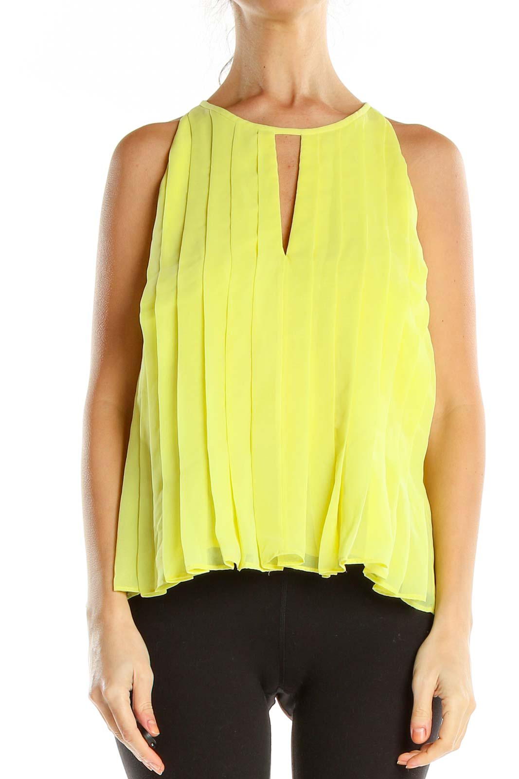 Yellow Pleated Blouse Front