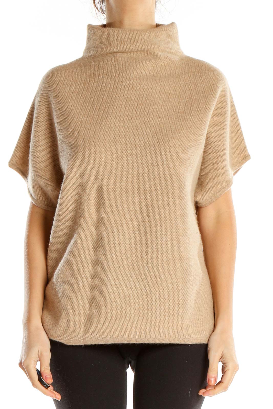 Brown All Day Wear High Neck Sweater Front