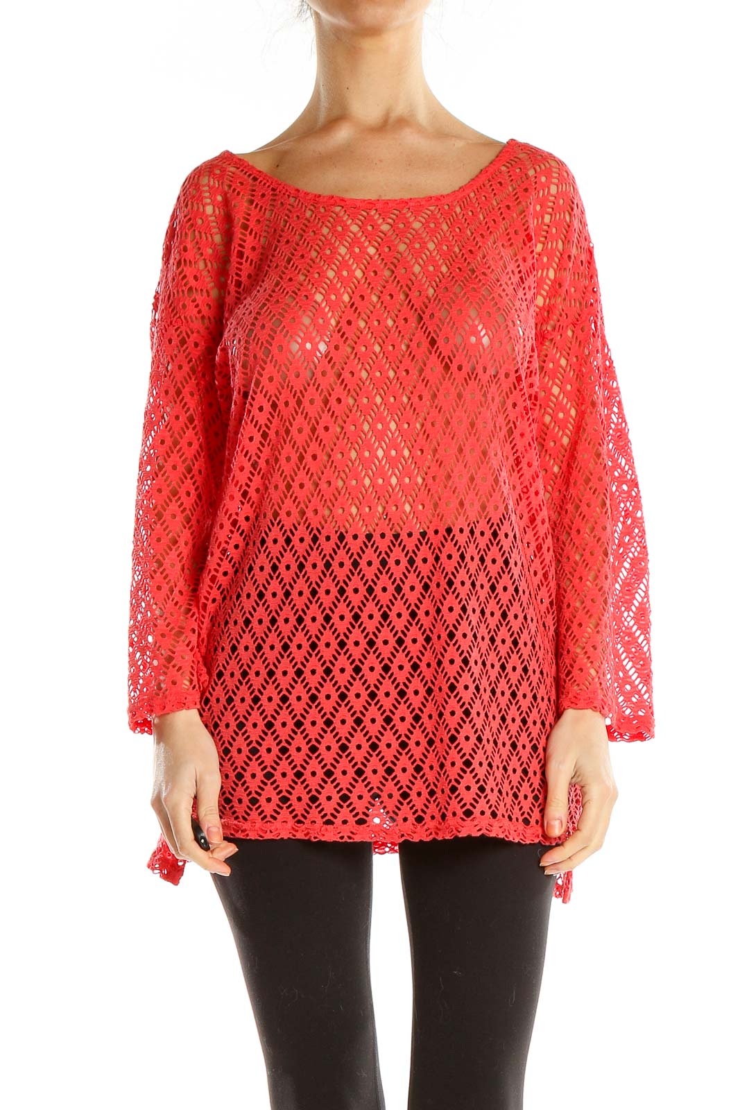 Red Textured Mesh Top Front