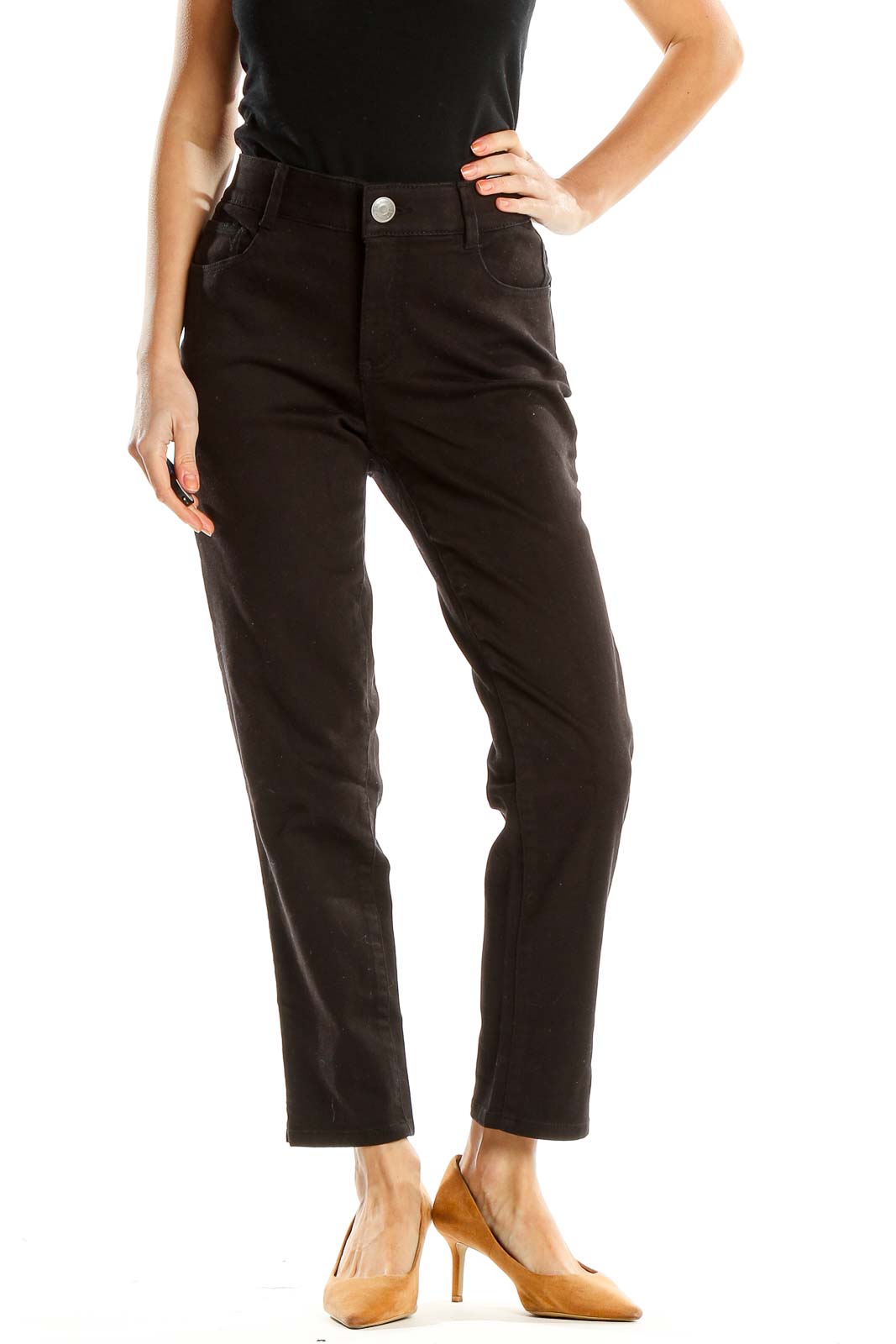Brown Black Straight Leg Jeans Front