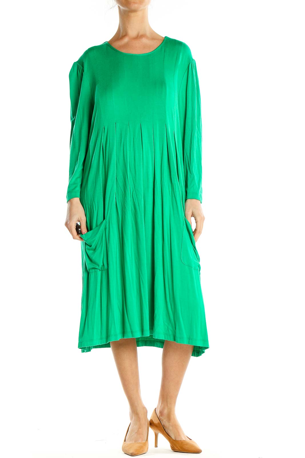 Green Classic Shirt Dress Front