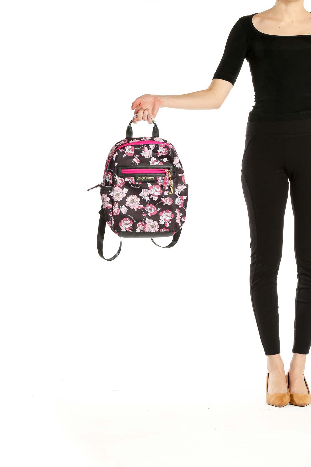 Juicy Couture Black Beige Multi Rosie Mini Backpack