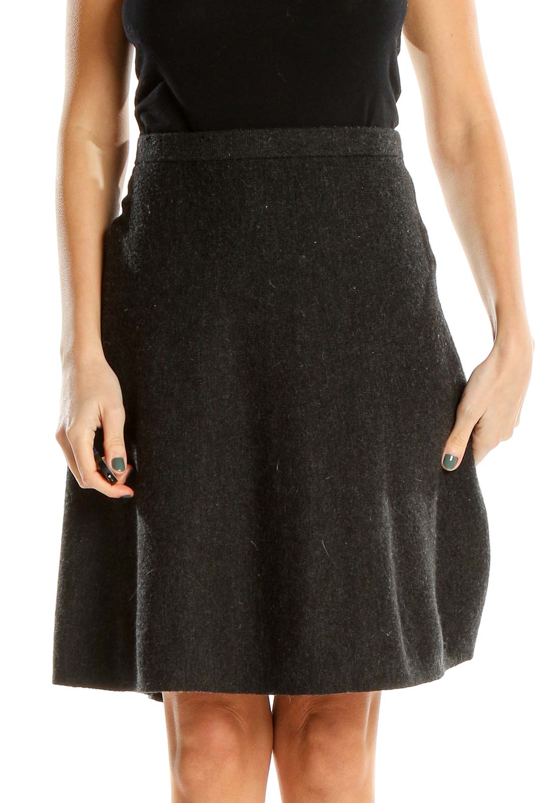 Gray Chic A-Line Skirt Front