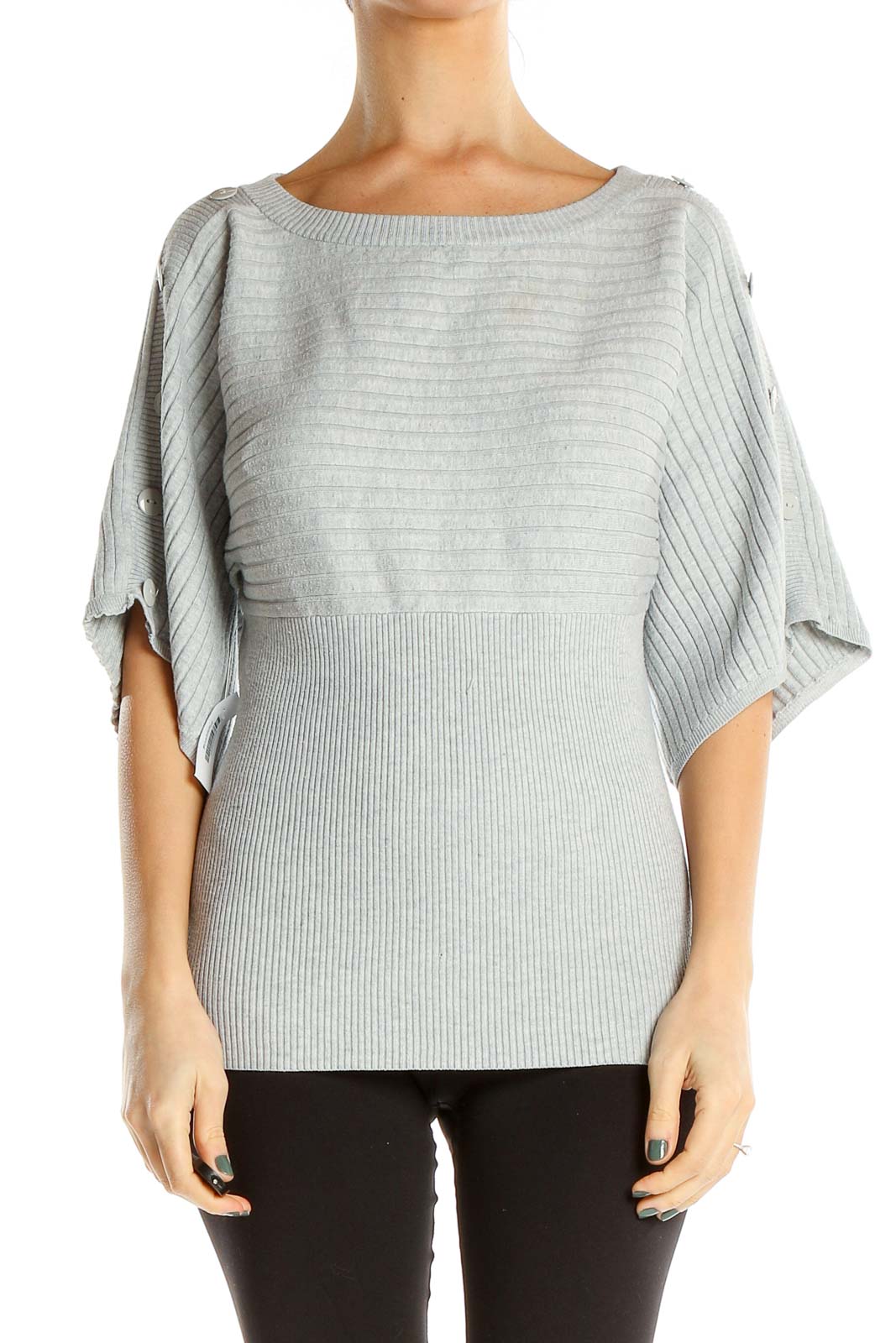 Gray Textured All Day Wear Top Front