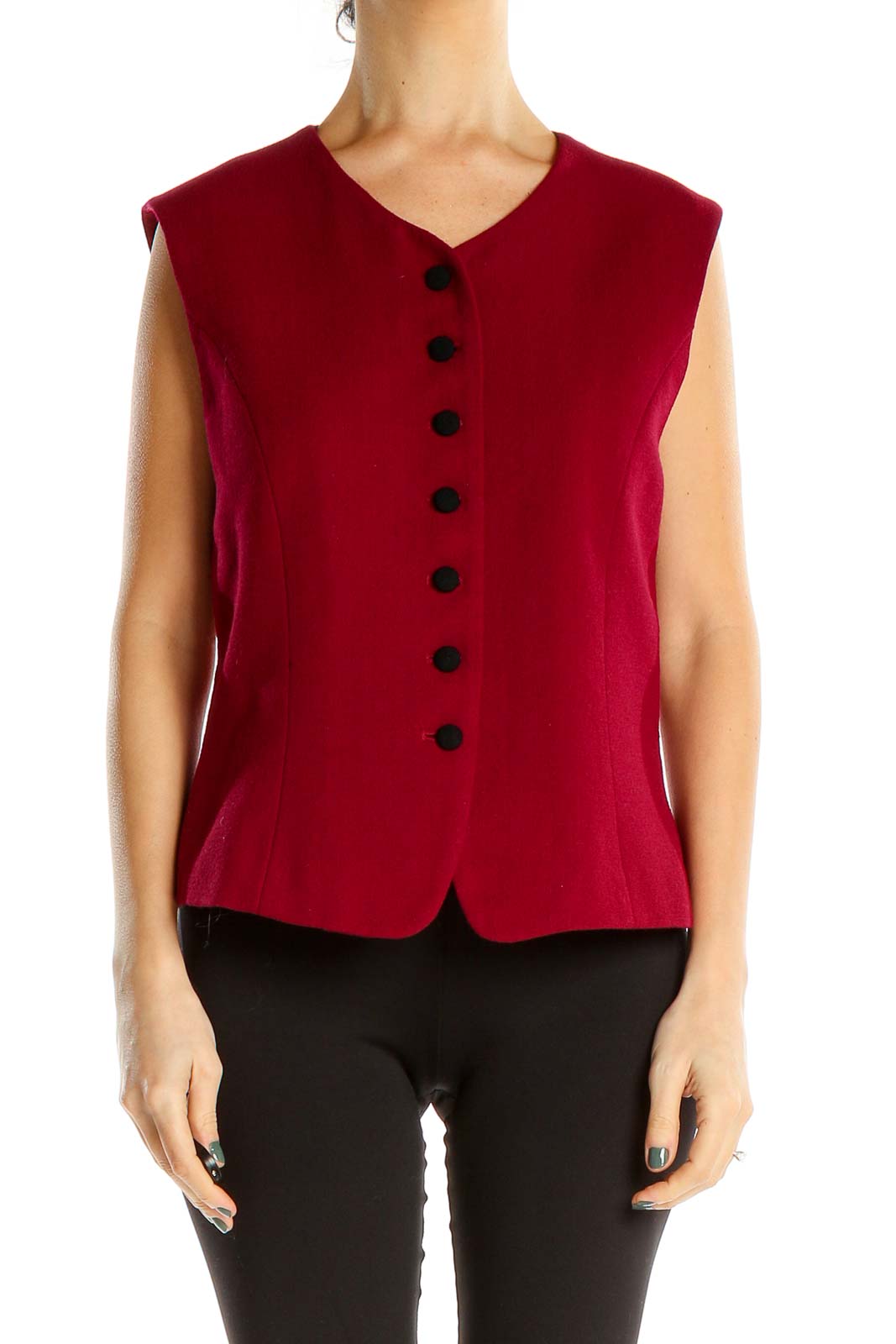 Red Woven Vintage Vest Top Front