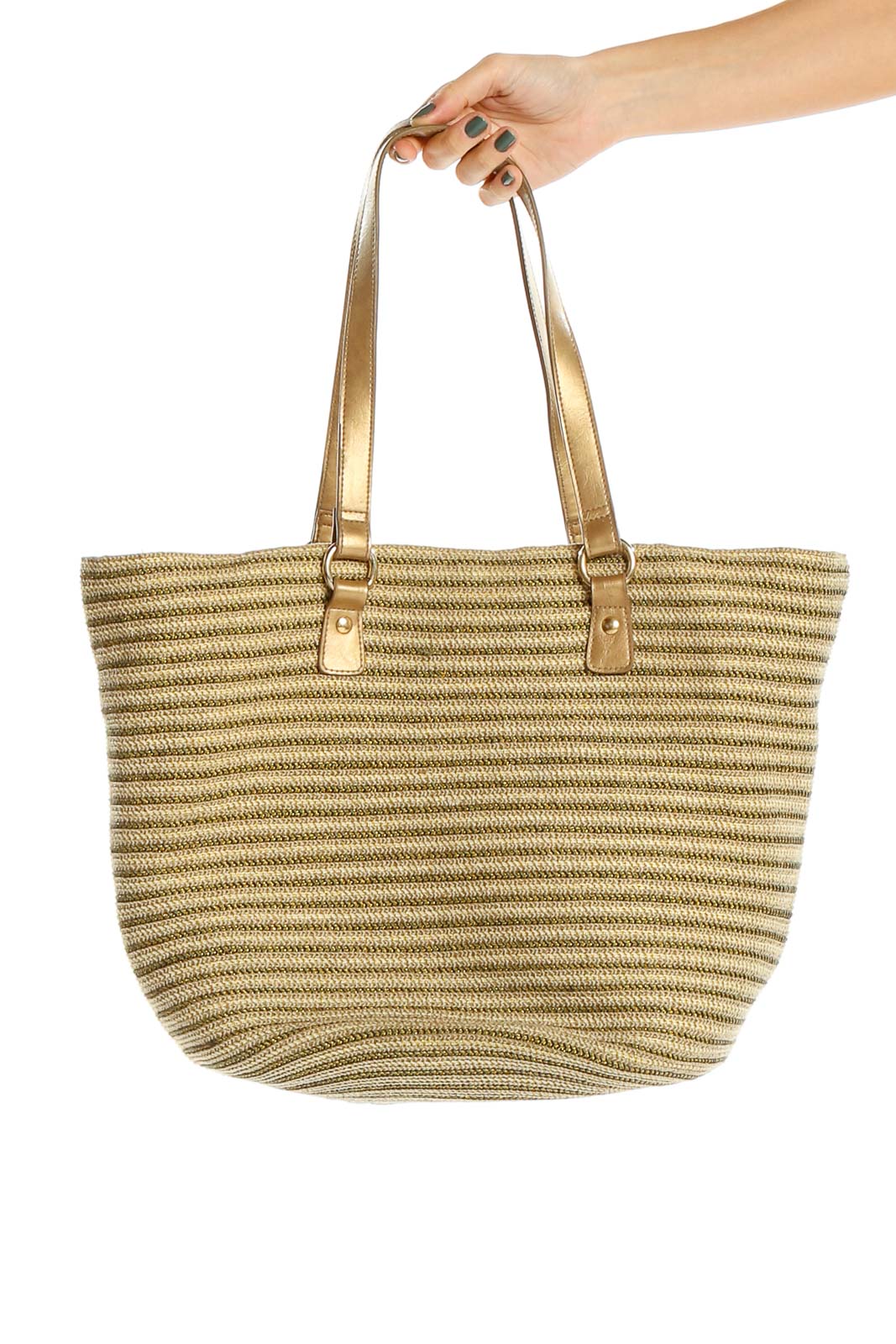Brown Wicker Tote Bag Front