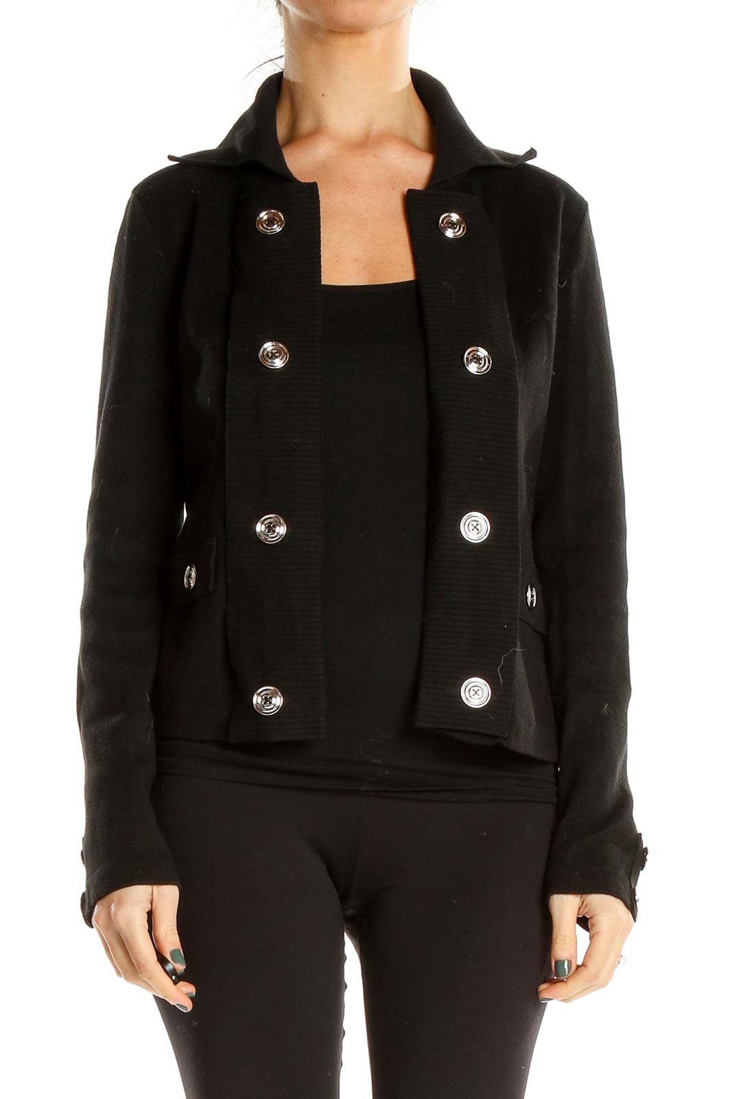 Black Button Up Jacket Front
